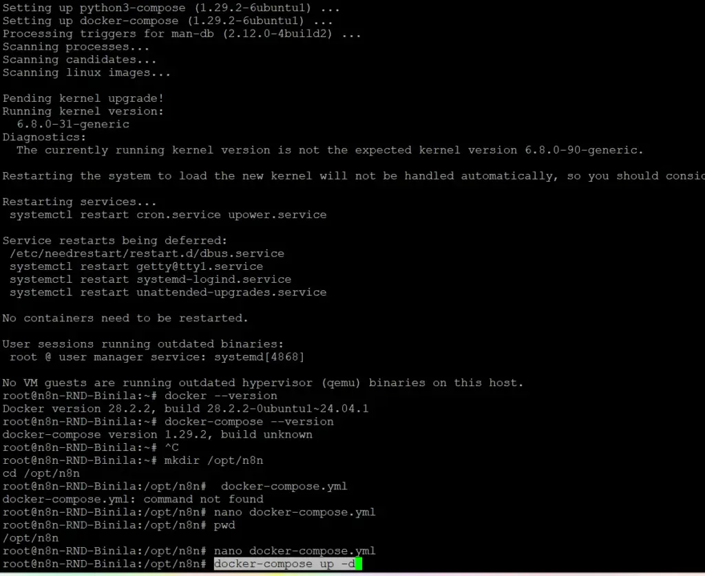 Docker compose up -d