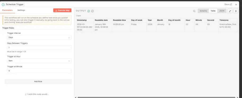 schedule trigger test