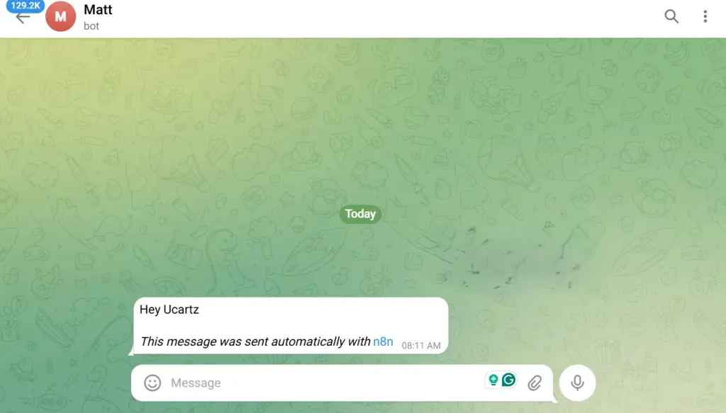 telegram result sent message