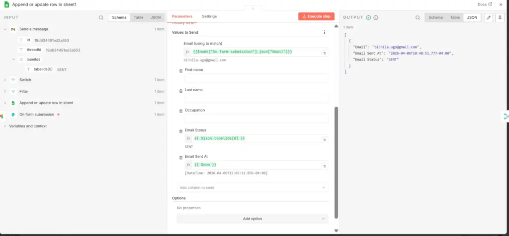 sheet update node