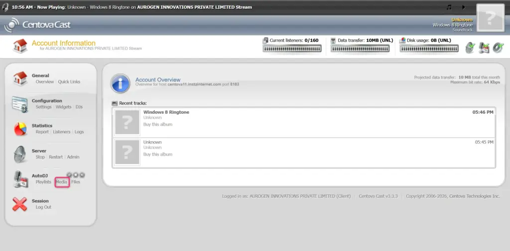 account information centova