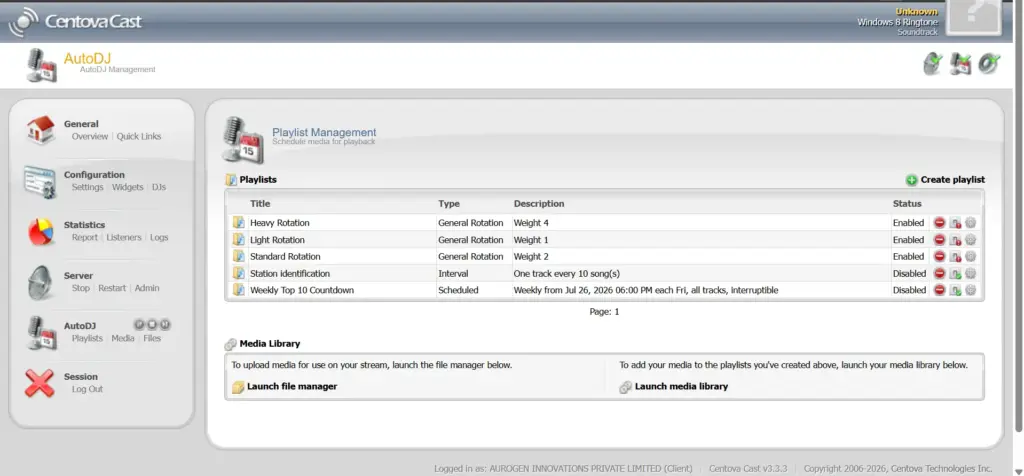 centova dashboard