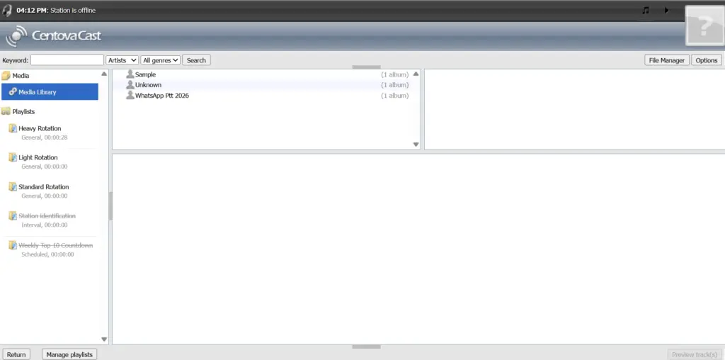 centova cast dashboard
