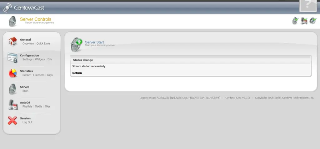 server streaming centova cast
