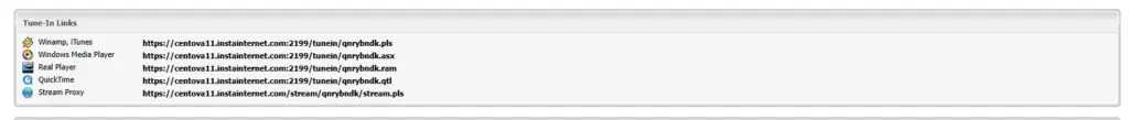 tune in links in quick links options
