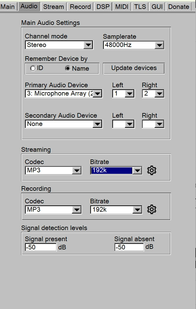 butt audio settings