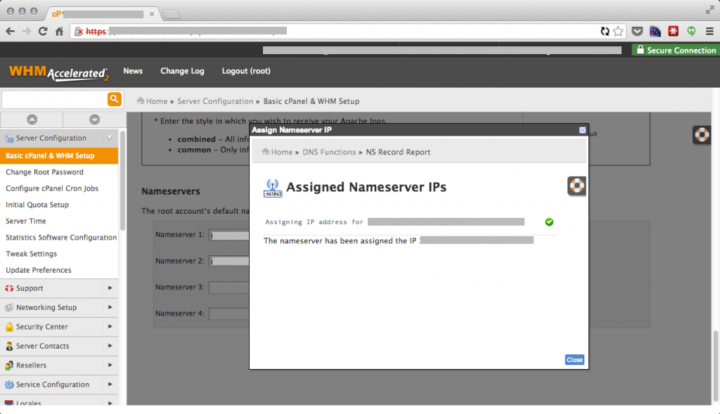 Nameserver configuration on cPanel servers