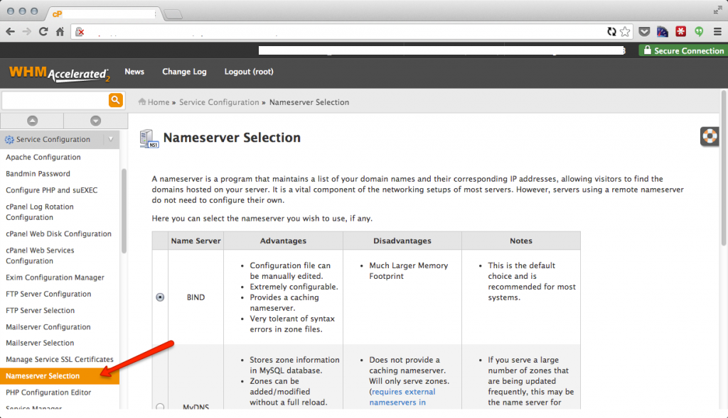 Nameserver configuration on cPanel servers