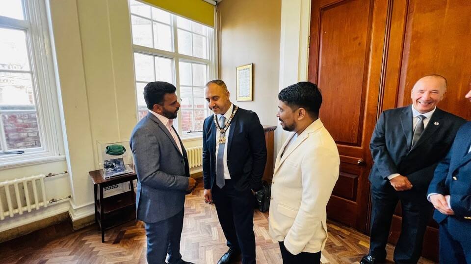Meeting civic and business leaders during the London Tech Week visit in 2023